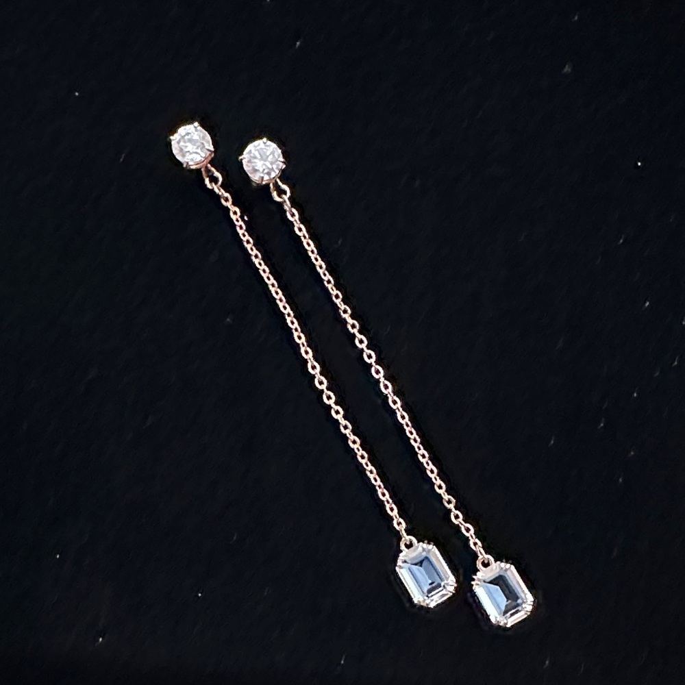 SWAROVSKI Swan Drop Signum Plated Earrings MSRP $180 - Picture 4 of 7